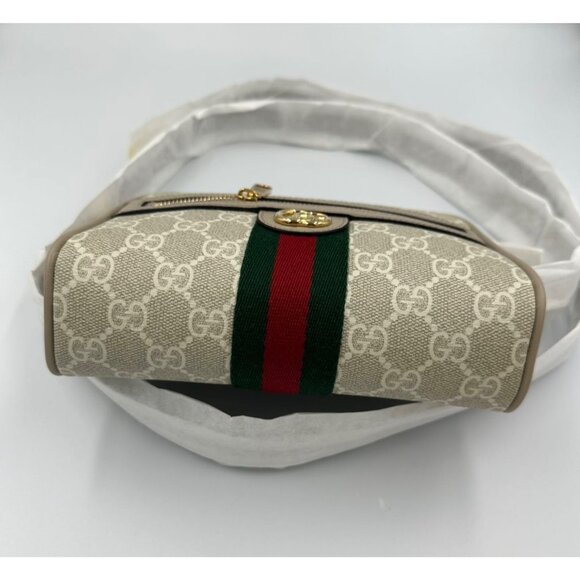 Gucci GG Supreme Canvas Ophidia Web Strip Mini Shoulder/Crossboy Bag Beige White - Picture 5 of 12